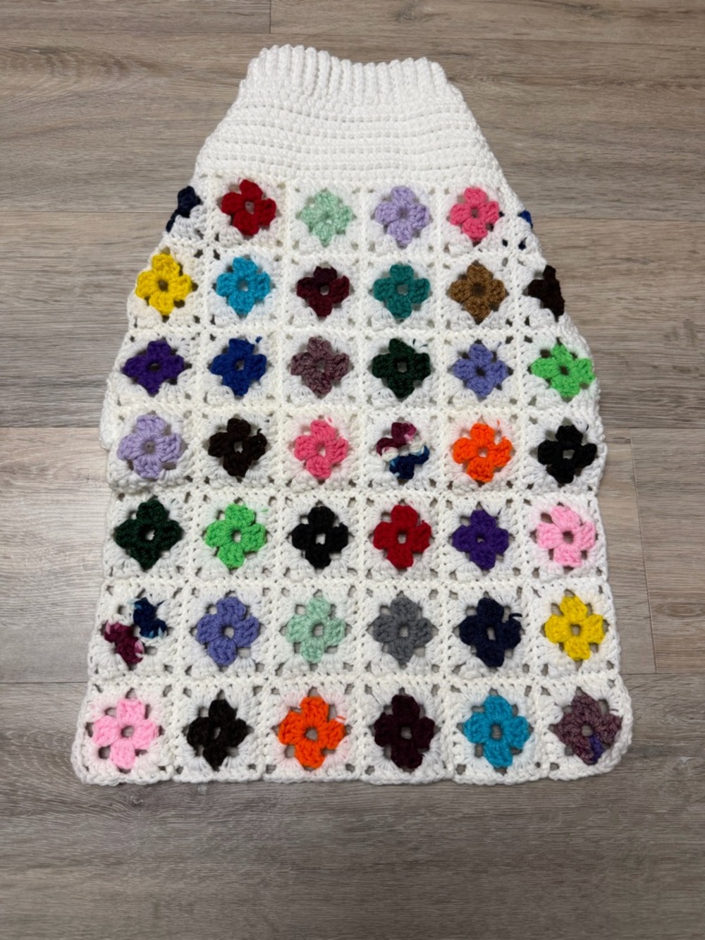 Extra Large Handmade White Granny Square Dog Sweater